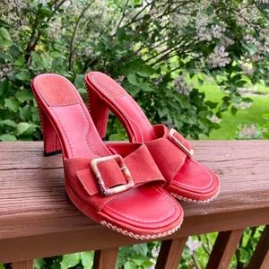 vintage suede heeled sandals